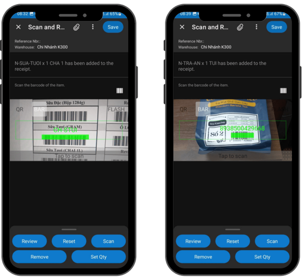 Mobile App Barcode Scanner cho nhân viên kho F&B